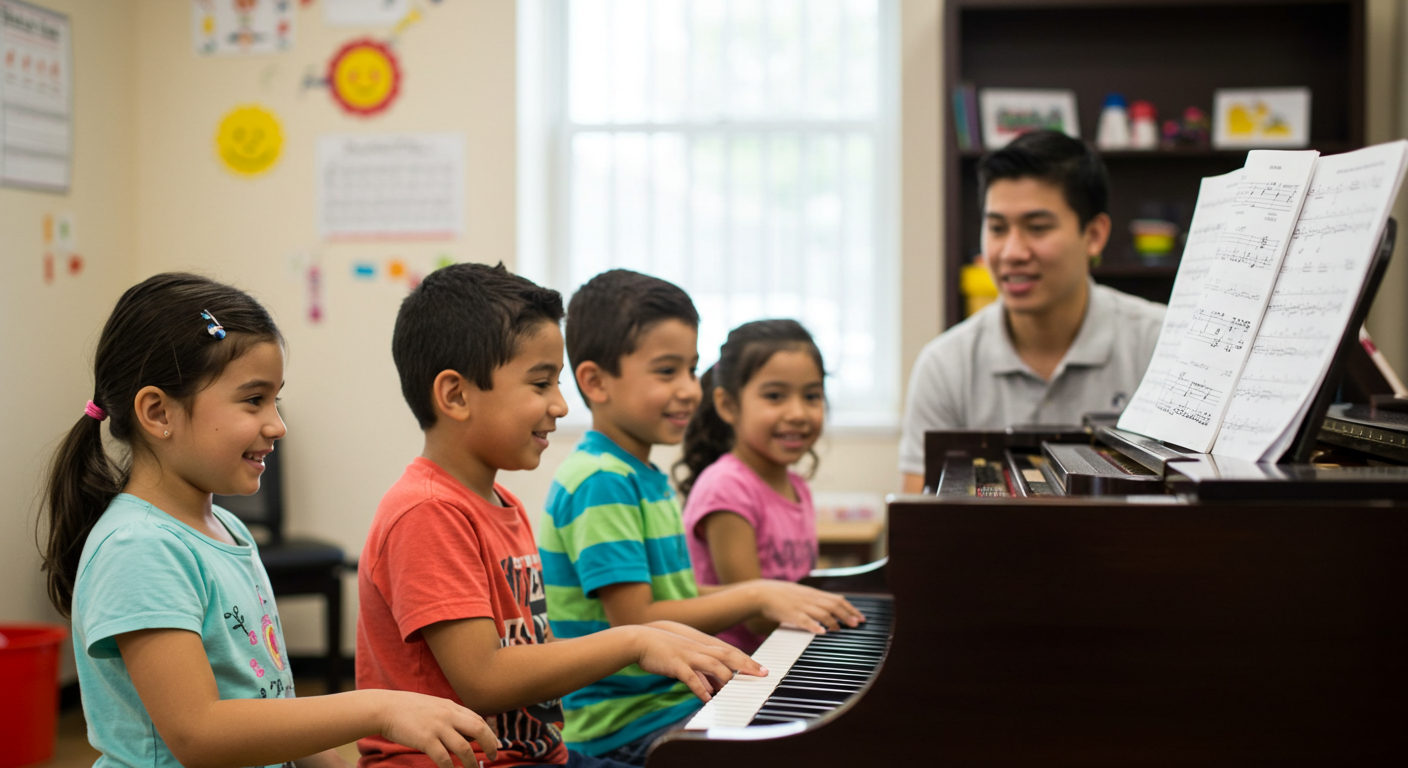 Student practicing piano during 45 minute piano lesson in Soldotna Alaska