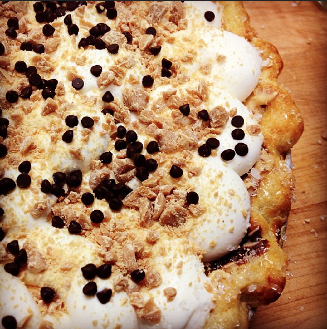 Peanut Butter Cream Pie with a Sugared Sea Salt Crust.