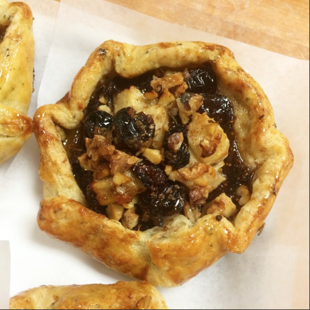 Winter Galettes-- Fig, Pear, Sour Cherry, Walnut, Honey Drizzle with a Rosemary Crust