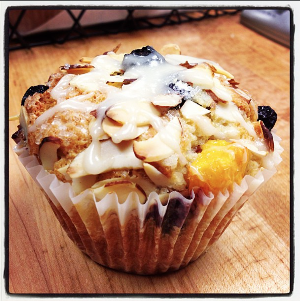 Blueberry Nectarine Almond Muffin