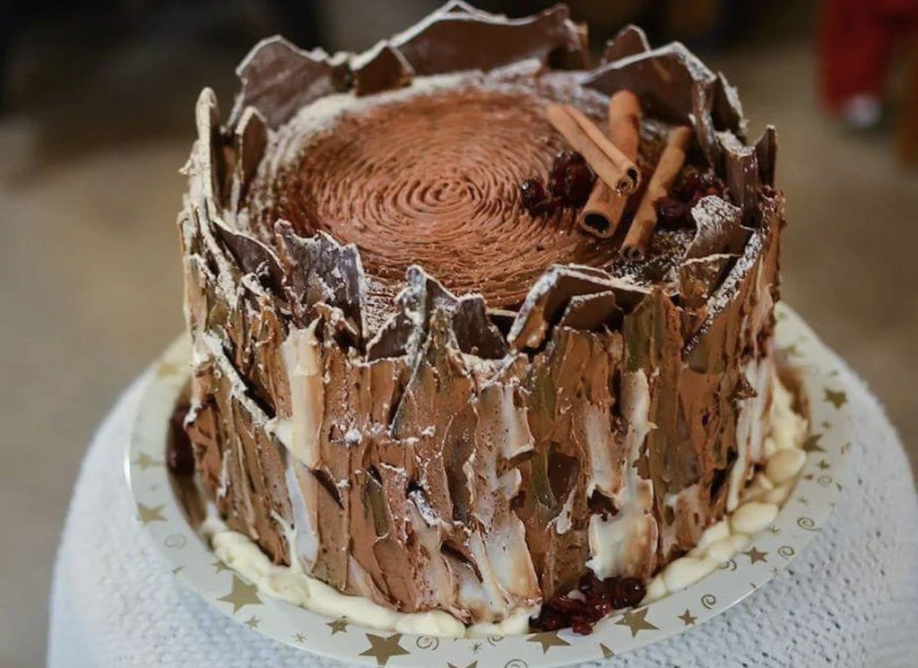 Winter Tree Stump Cake