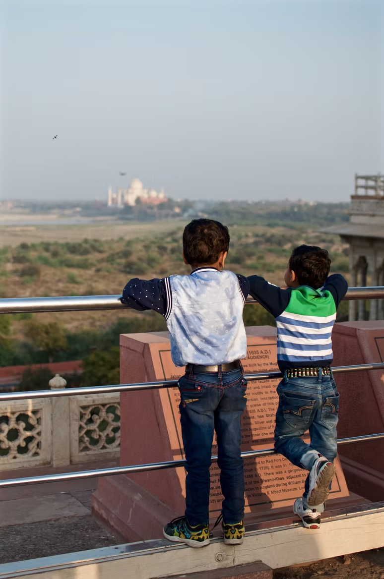 Brothers Overlooking The Taj