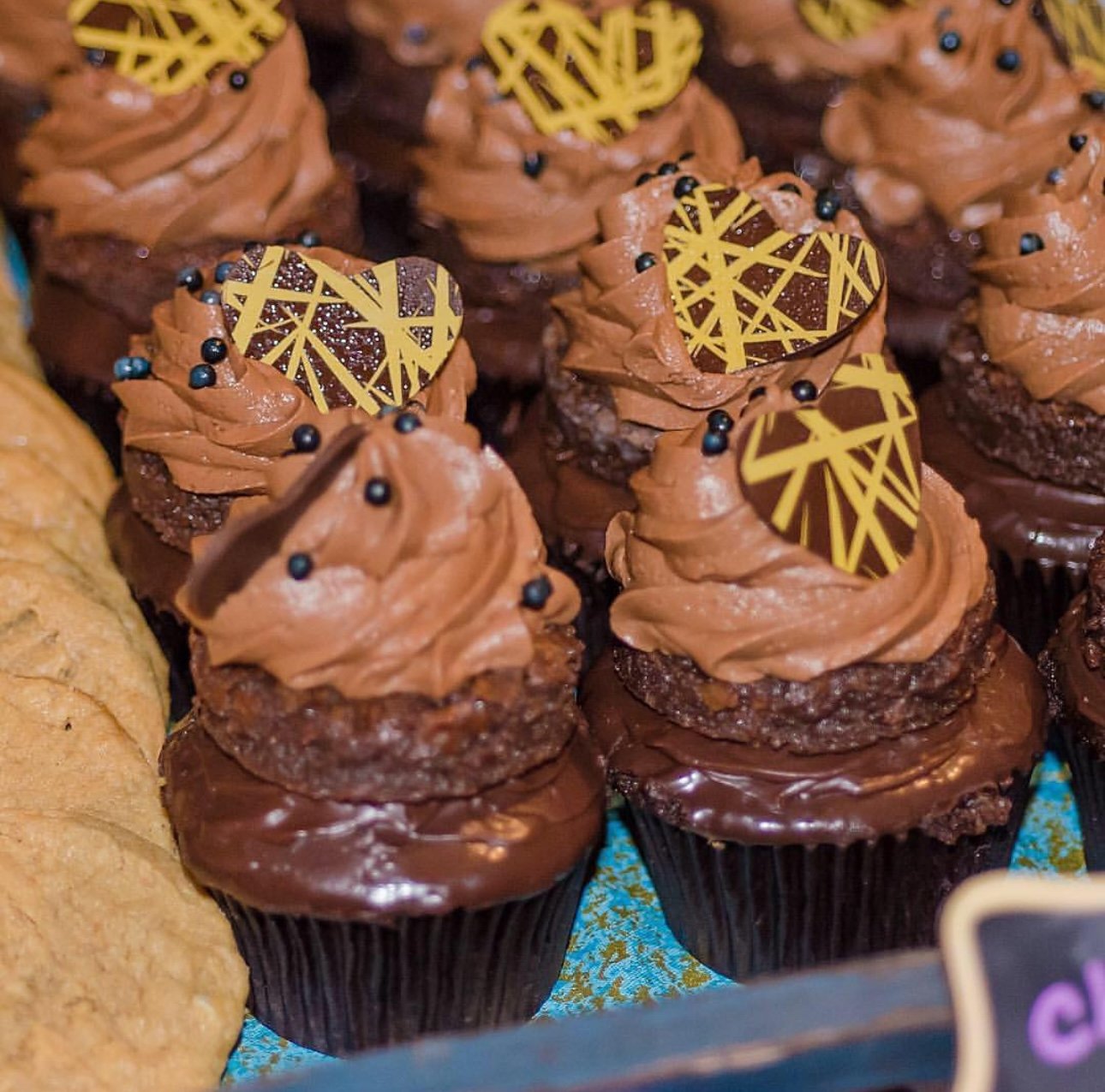 Quadruple Chocolate Cupcakes with Brownie and Homemade Chocolate Heart