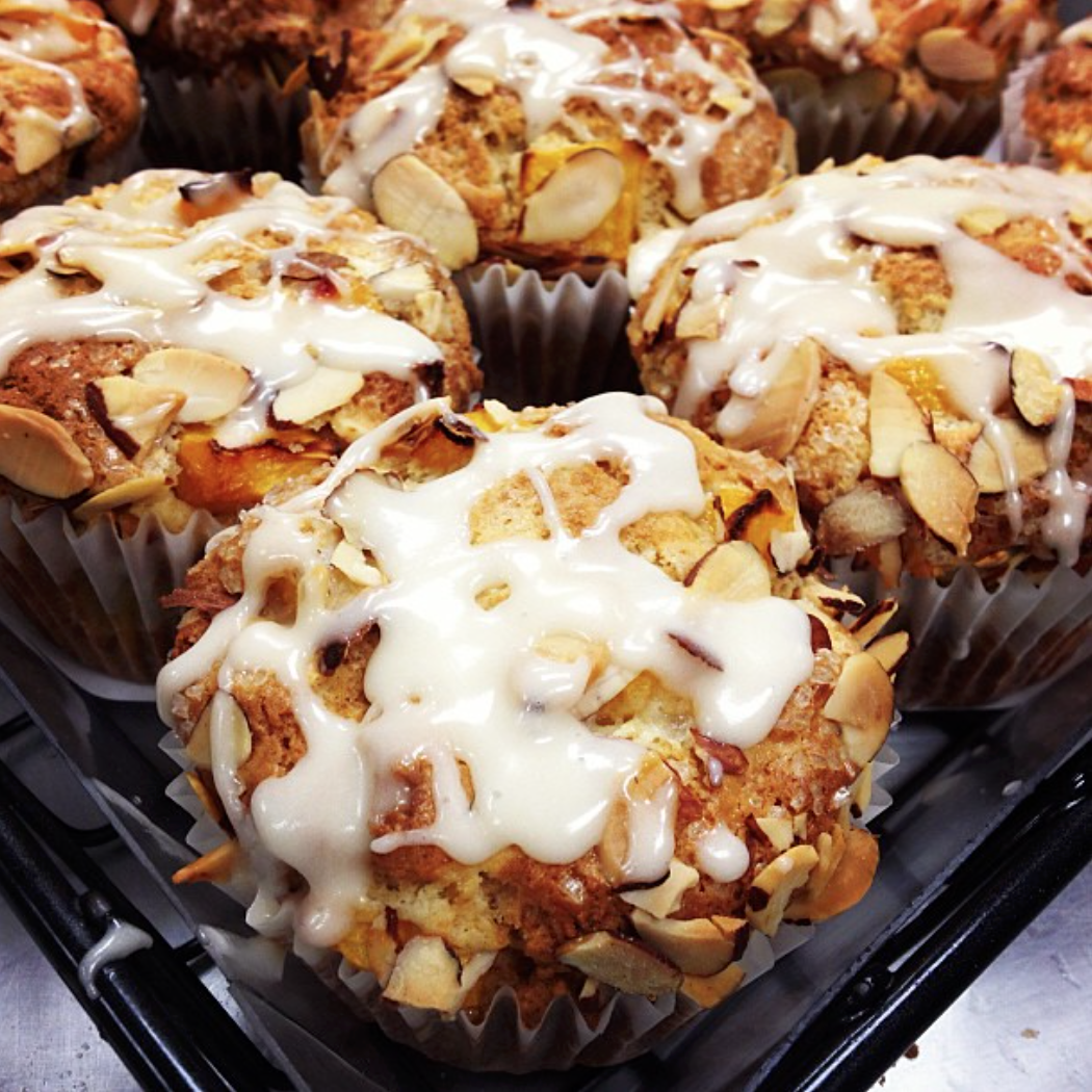 Local Organic Peach Almond Muffins