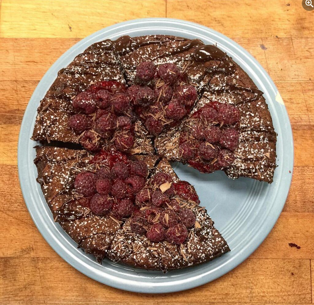 Chocolate Velvet Cake with Raspberries