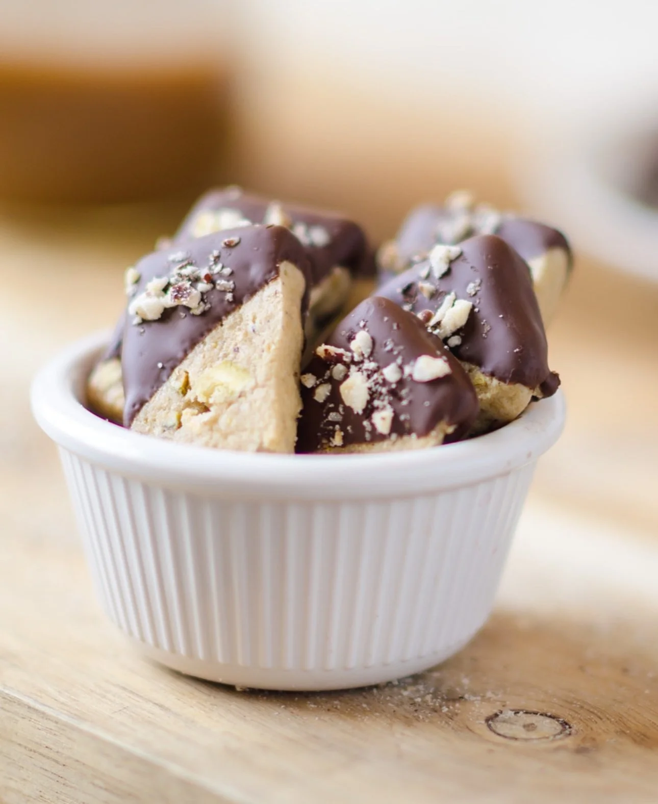 Chocolate Dipped Pistachio Cookies