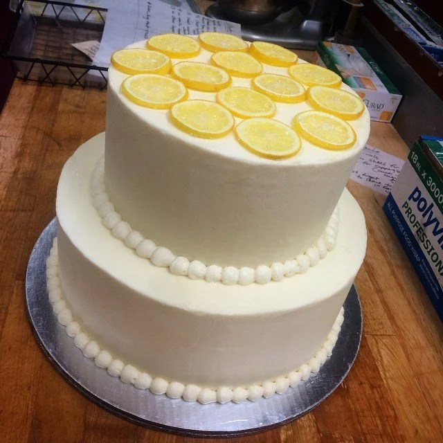 Vanilla Wedding Cake with Lemon Curd and Candied Lemons