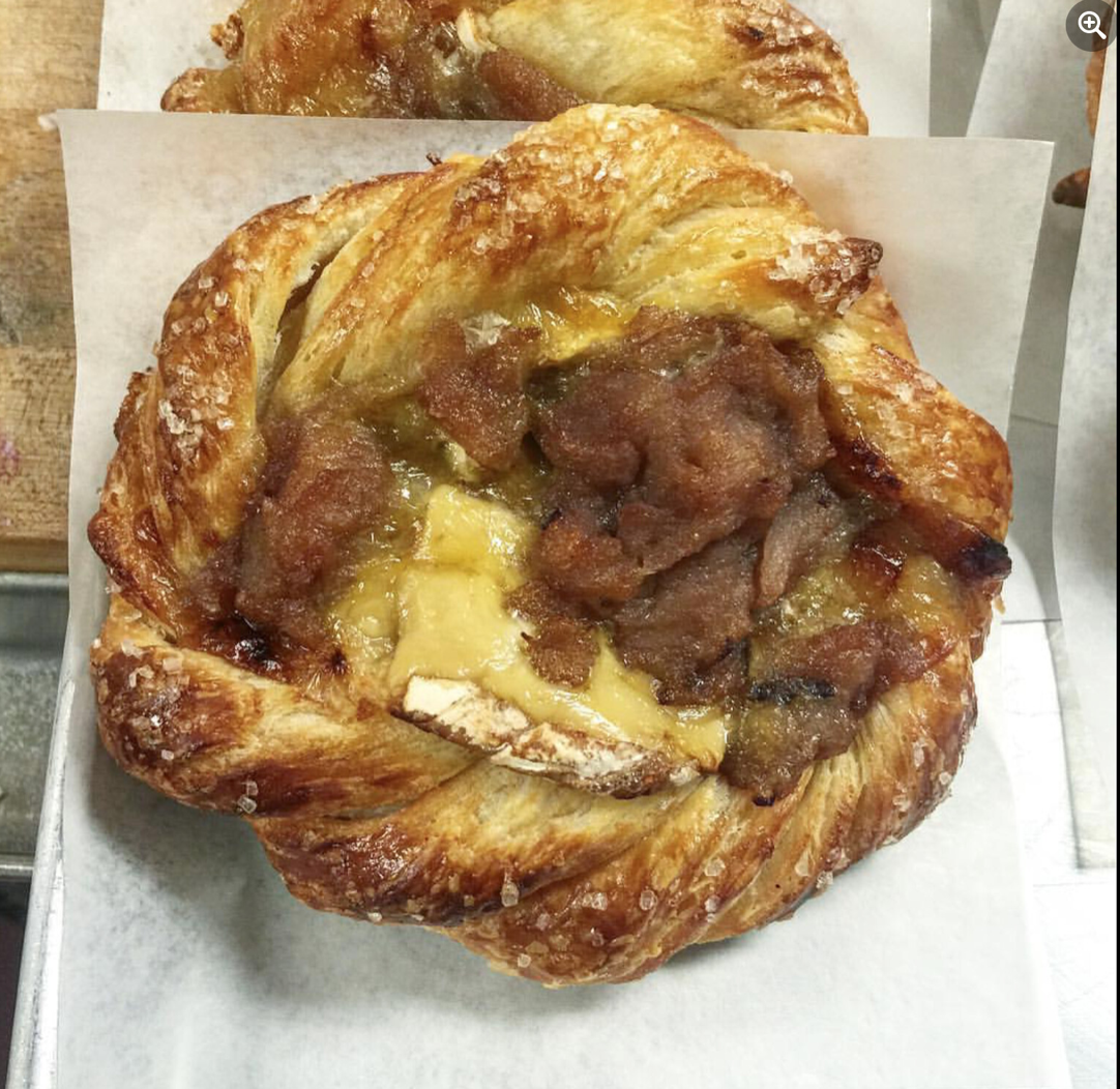 Poached Apple and Brie Pastry