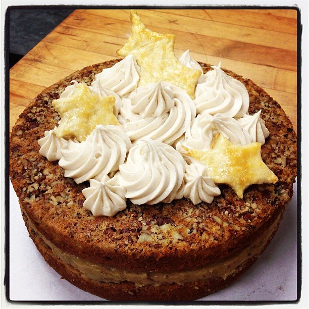 Autumn Themed Maple Pecan Pie Cake
