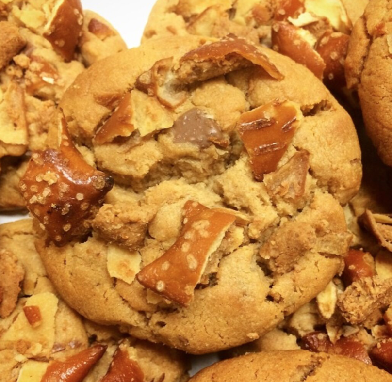 Peanut Butter Cookies with Peanut Butter Cups, Peanuts and Pretzels