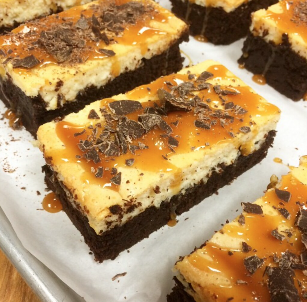 Gluten Free Caramel Eggnog Cheesecake Brownies