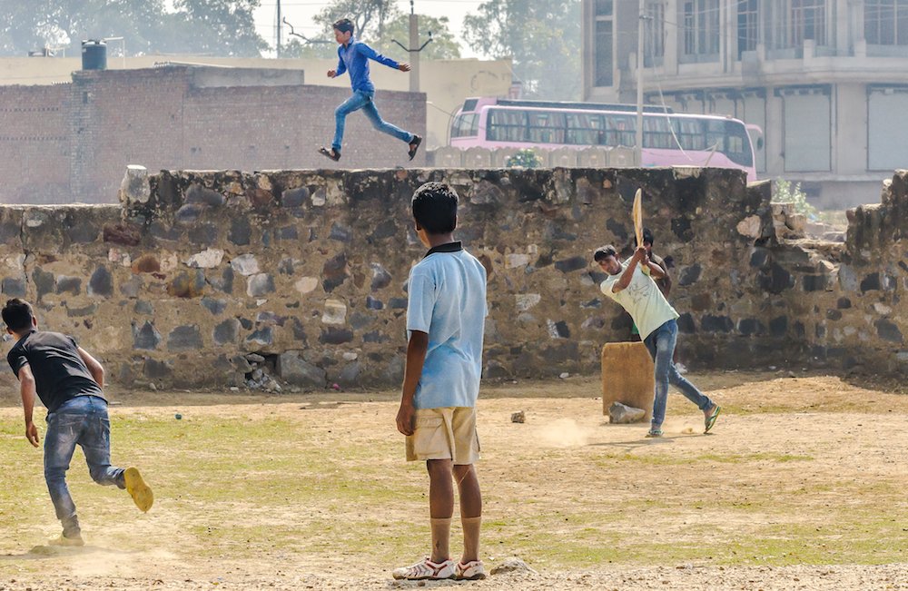 Cricket at the orphange in Alwar