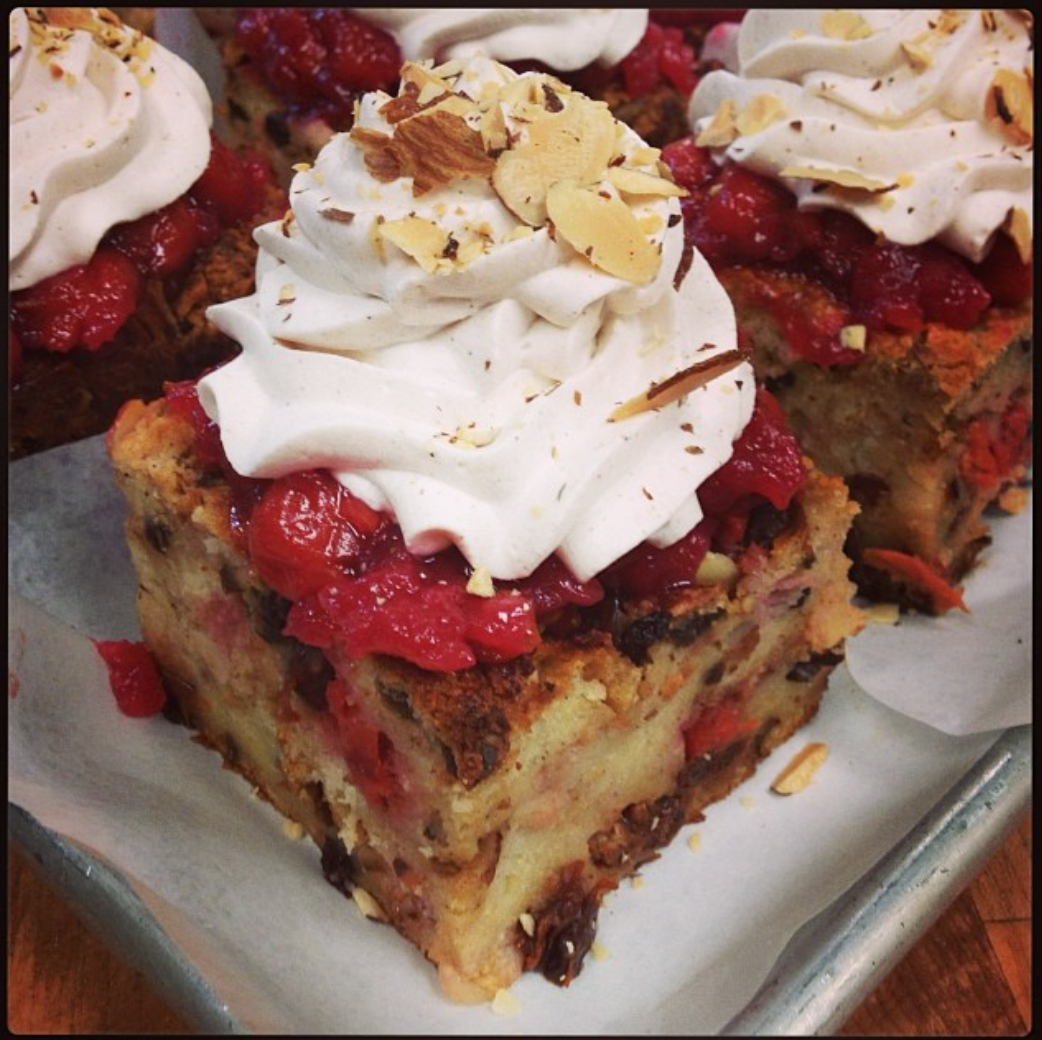 Sour Cherry Almond Bread Pudding
