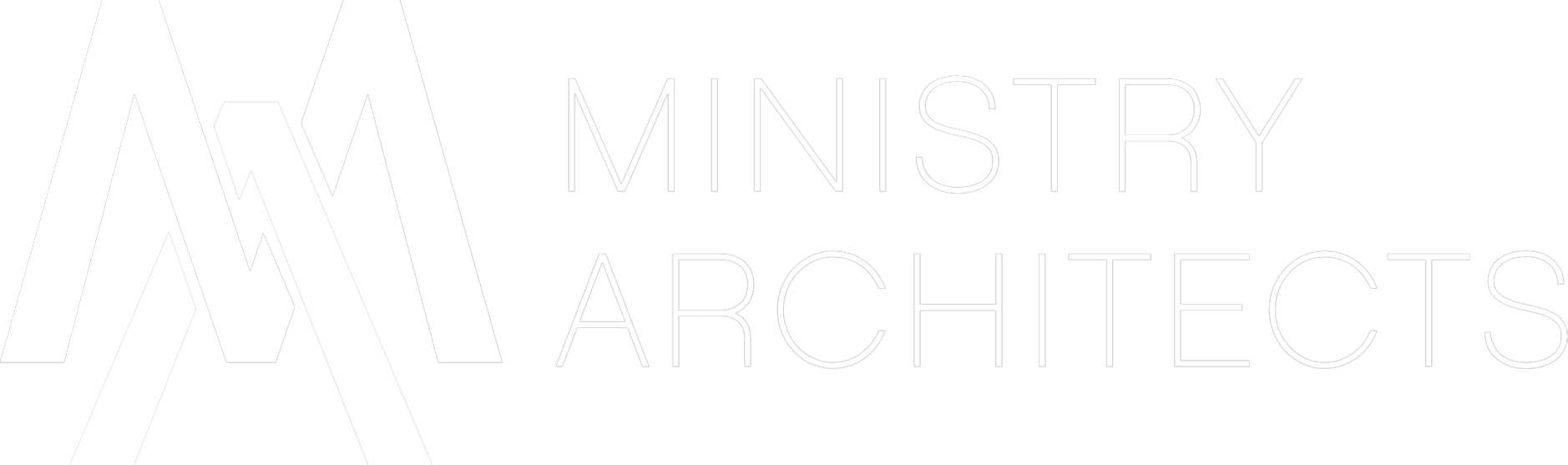 Logo for Ministry Architects featuring a stylized letter 'M' and the text 'MINISTRY ARCHITECTS' on a black background.