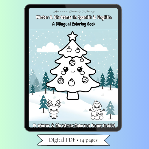 🎄 Winter &amp; Christmas in Spanish &amp; English: A Bilingual Coloring Book