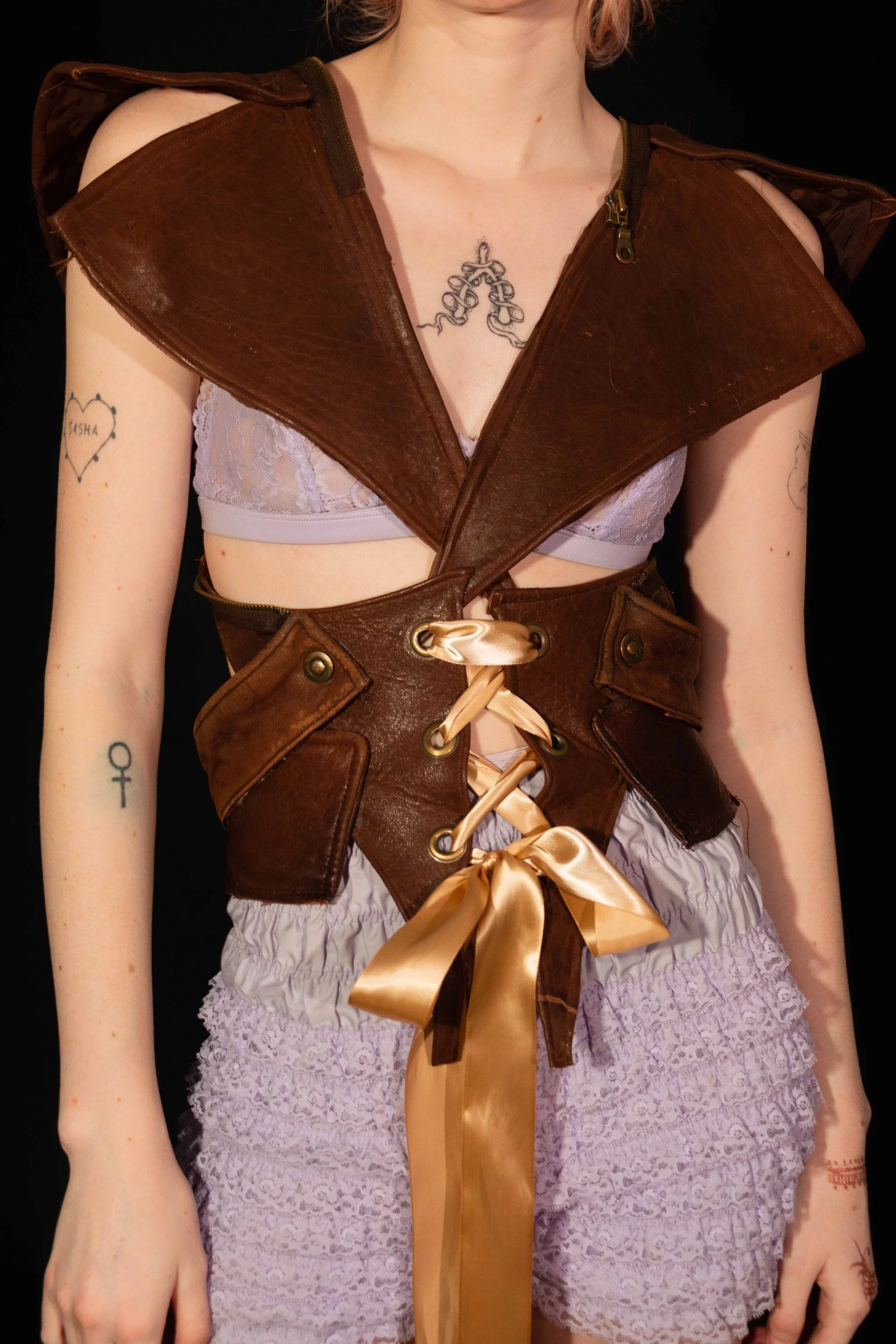 up-cycled leather vest