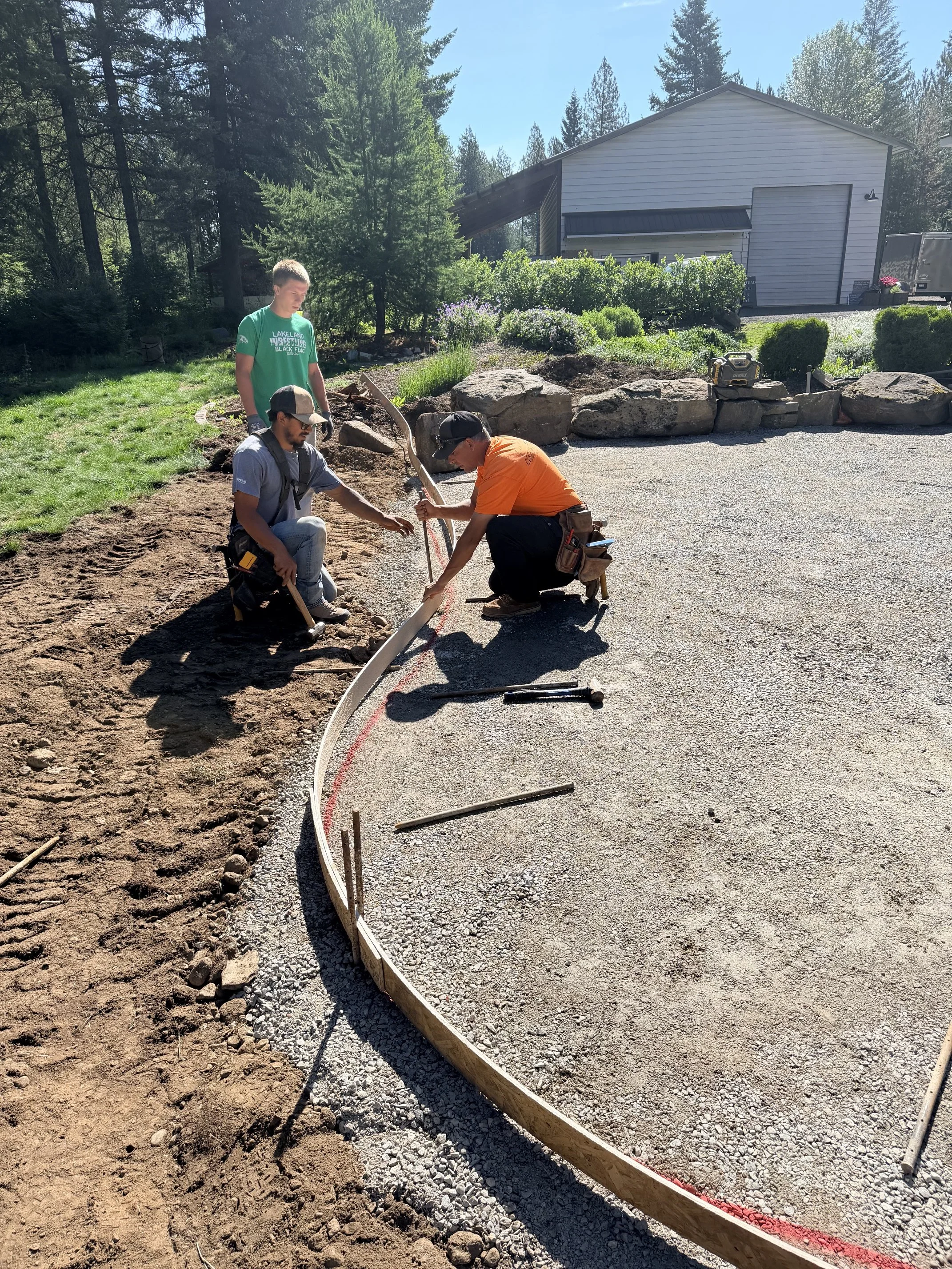 Concrete form work for custom home patio in Rathdrum Idaho