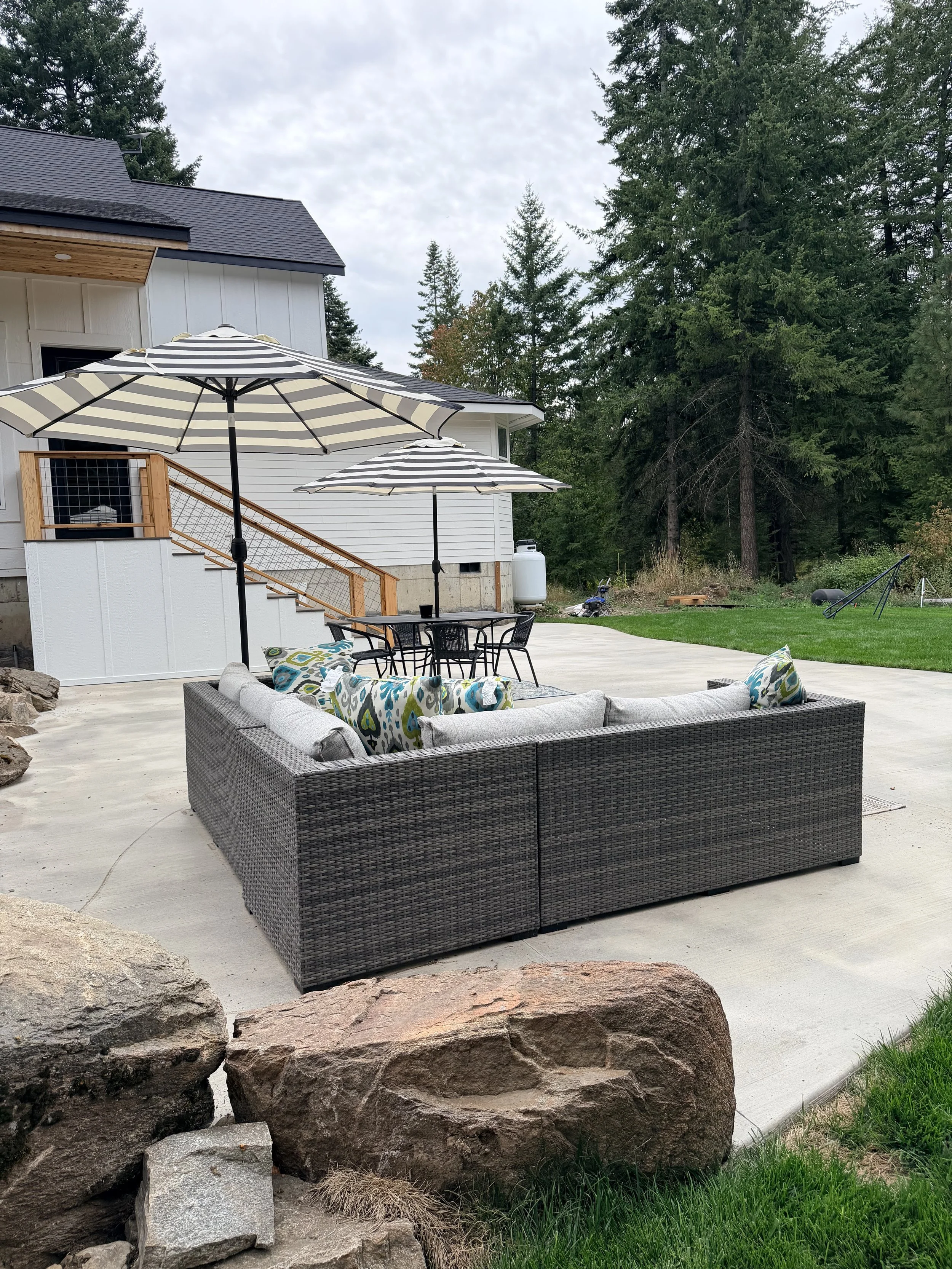 Custom rock work and concrete patio in Rathdrum Idaho