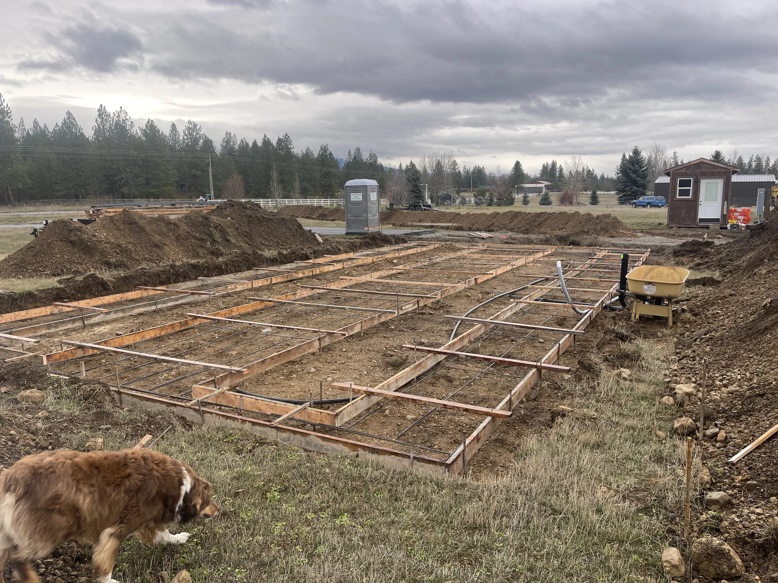 Concrete form work in Athol, Idaho is prepped for a foundation to be poured