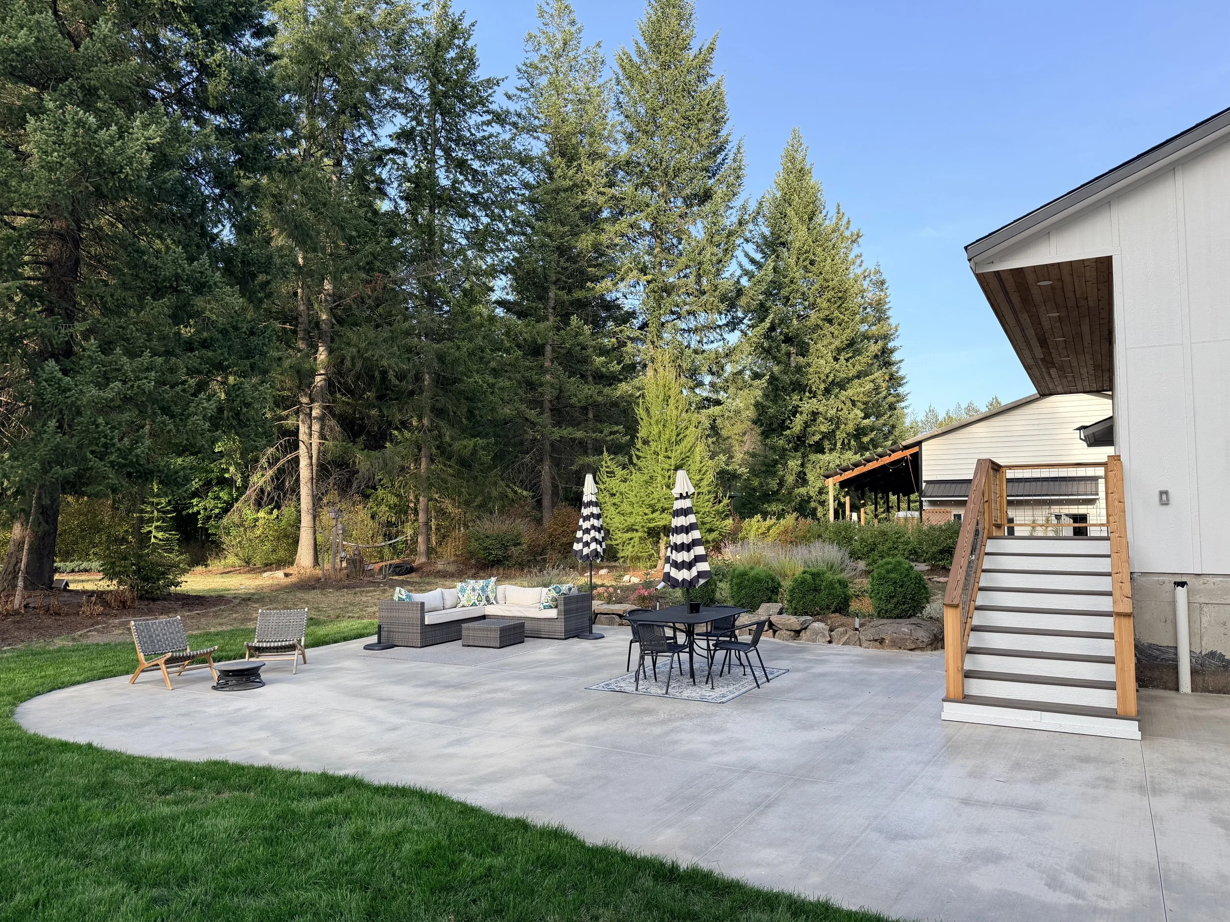 Finished concrete patio in North Idaho
