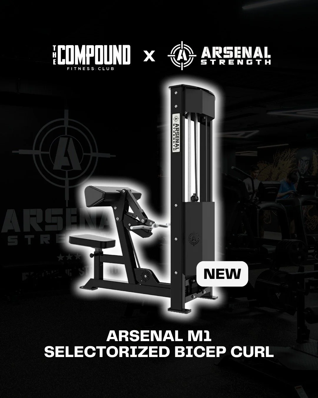 THE COMPOUND x Arsenal Strength

Precision.
Strength.
Performance.

The Arsenal M1 Selectorized Bicep Curl is designed for precise arm training, allowing you to isolate the biceps with controlled movement and consistent resistance.

With a stable pad