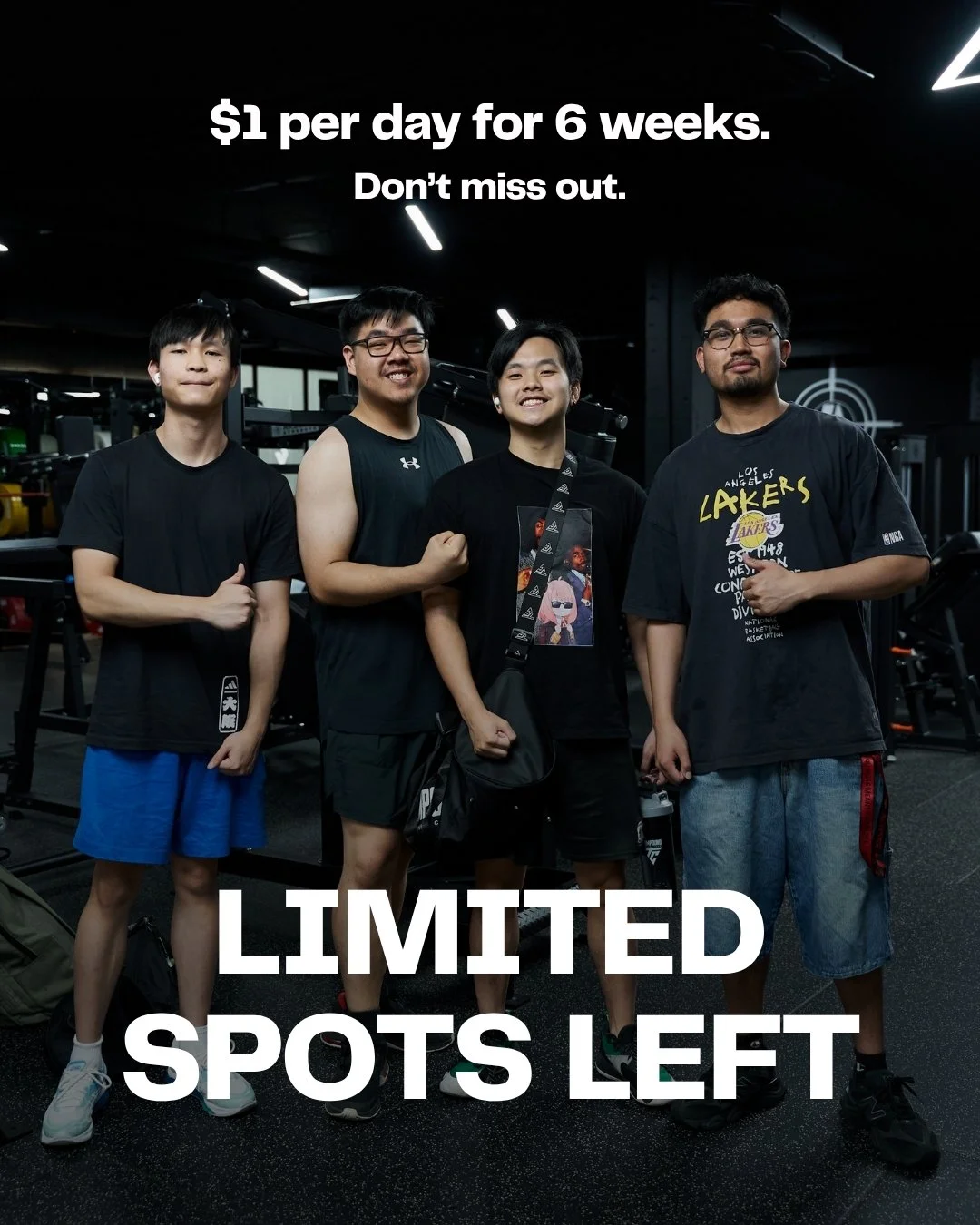 Limited spots left.
Secure your spot now.

$1 per day for 6 weeks.

No joining fee.
No access fee.

If you&rsquo;ve been thinking about starting, this is it.

#CompoundGym #CabramattaGym #SydneyFitness
#GymPromo #FitnessMotivation #TrainHard
#Limited
