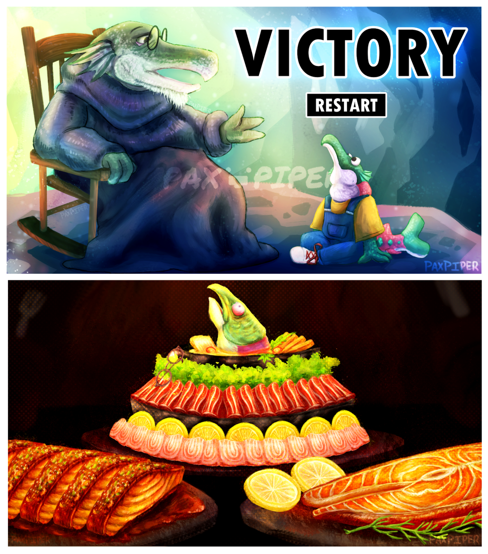 Fish Dress Up Game: Restart Screens - Clip Studio Paint