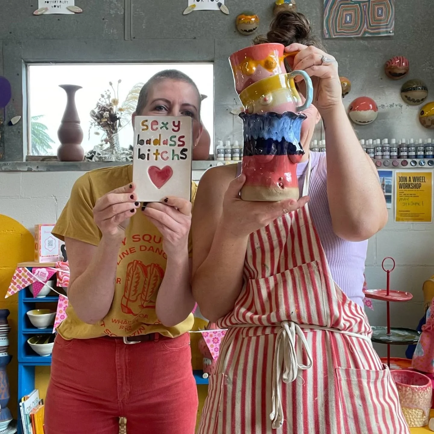 Hooray it's May! All month we're fundraising for @pinkribbonnz ! There's a silent auction running in store or on the highlights reel ⬆️...

If you drop in and paint a boob mug whenever we're open we'll give $30 per mug to #bcfnz 

Or come with your m
