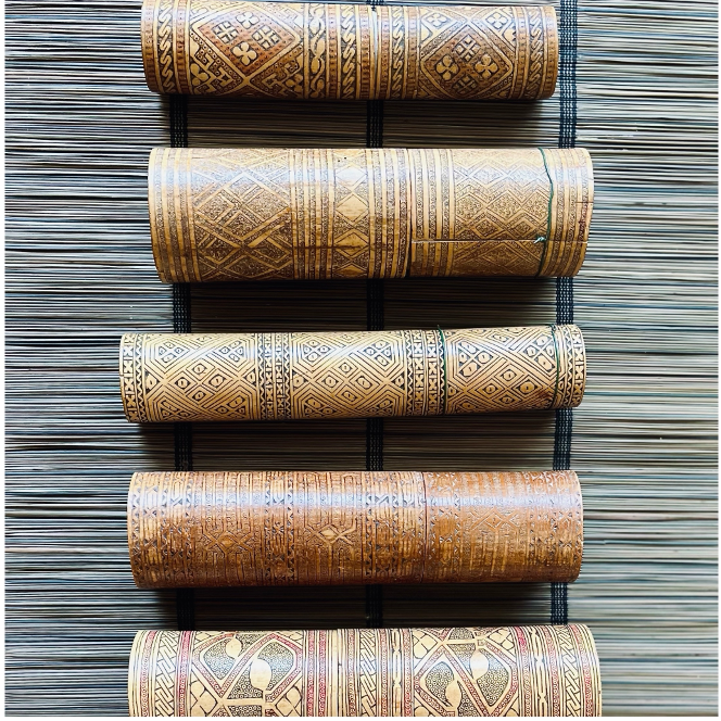 Antique Carved Bamboo Lime Betel Boxes