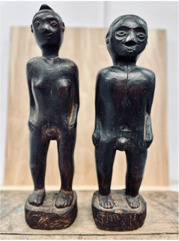 Hand Carved Standing Male/Female Figures