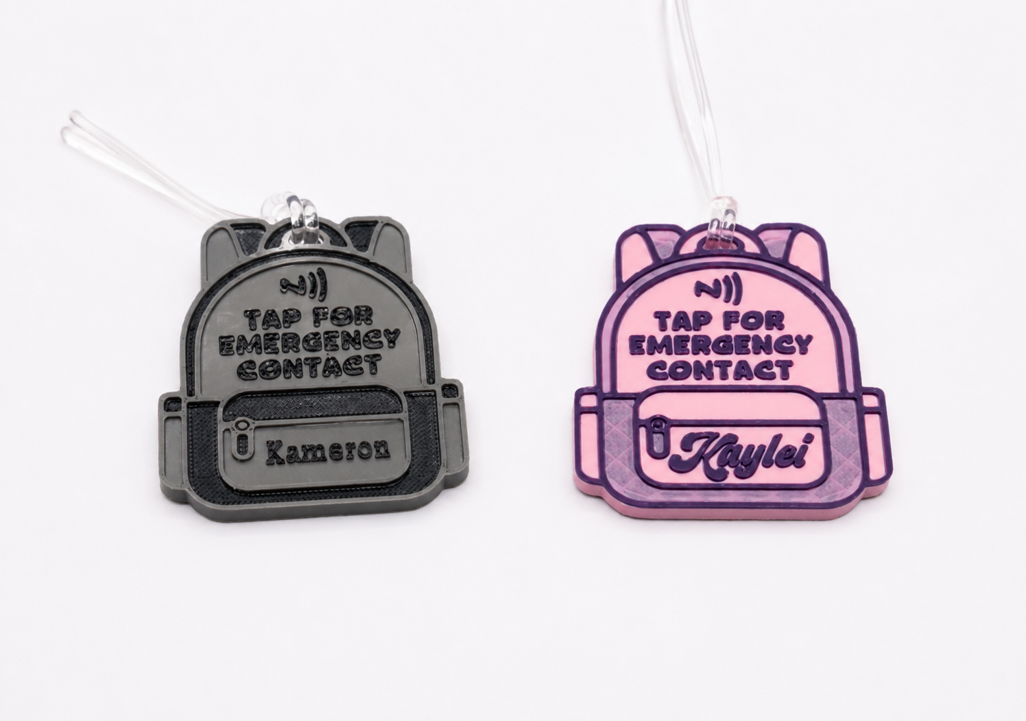 Smart Backpack Tag with NFC Contact Info