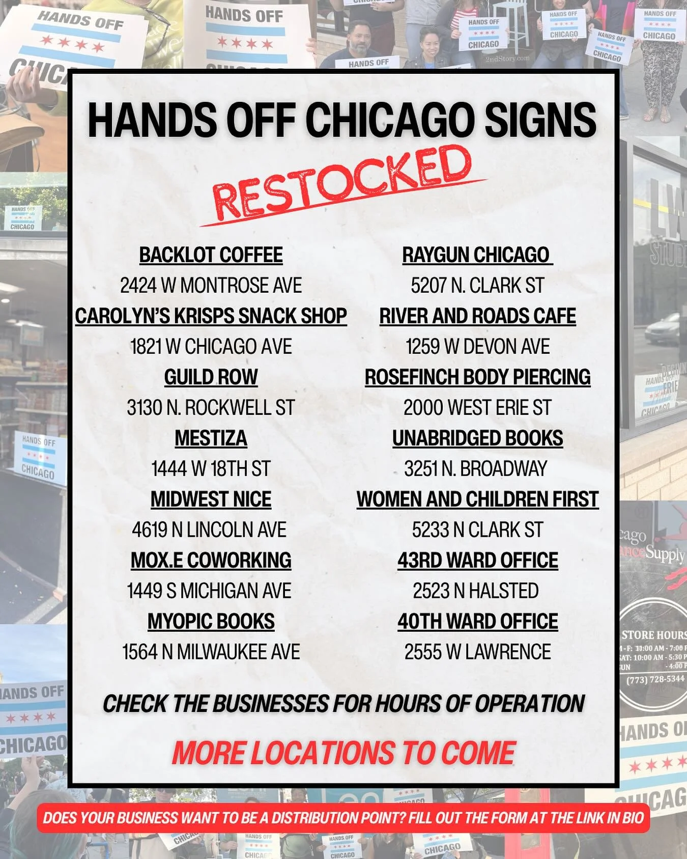 1️⃣ Get your sign
2️⃣ Put it in your window
3️⃣ Post a pic #HandsOffChicago