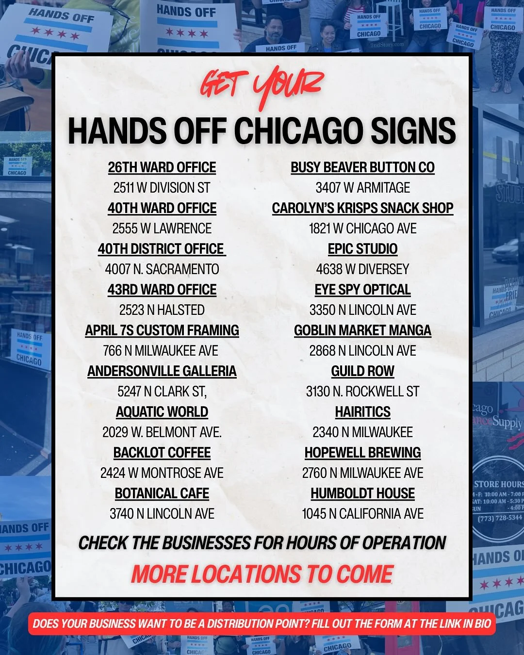 Grab a sign here and meet us downtown tomorrow. Butler Field, Grant Park. 12 noon. #nokings #handsoffchicago