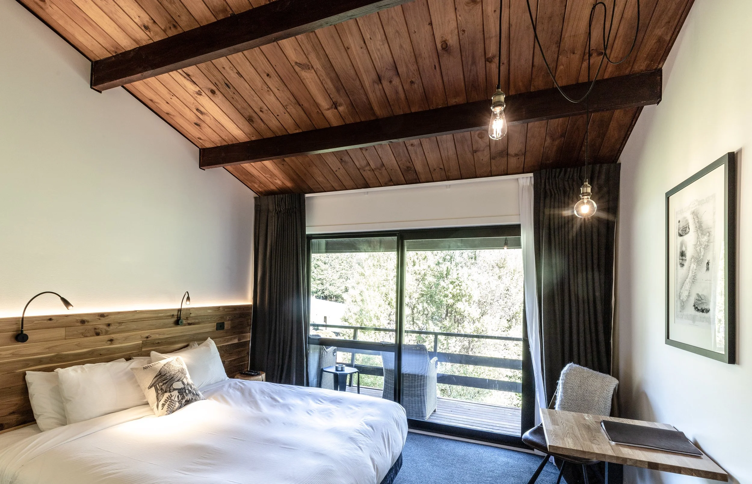 Maruia Hot Springs – alpine resort renovation with timber and stone interiors by AW Architects (2017)