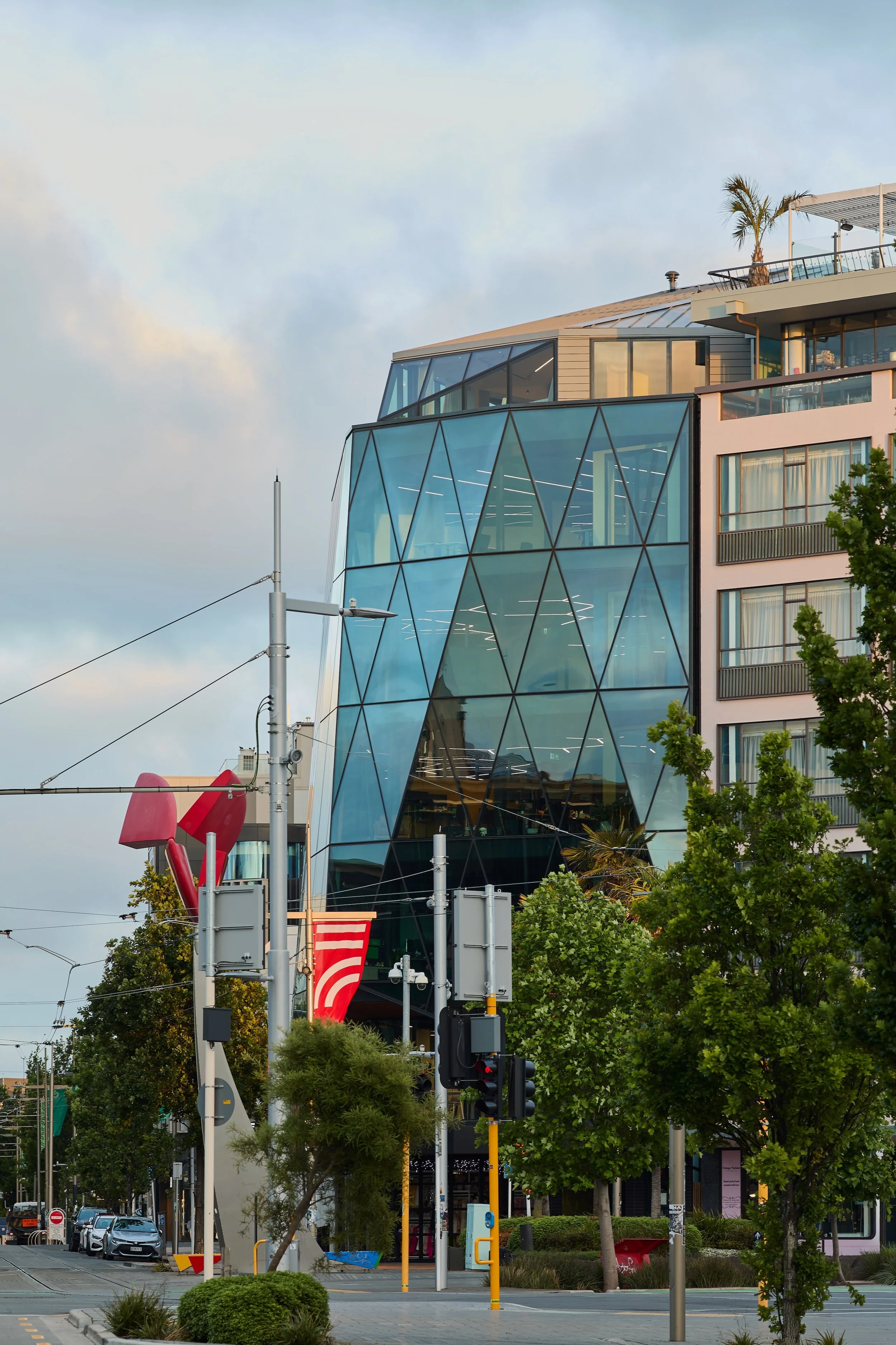 200 High Street Ōtautahi Christchurch – seven-level mixed-use building with folding glazed façade by AW Architects (2026)