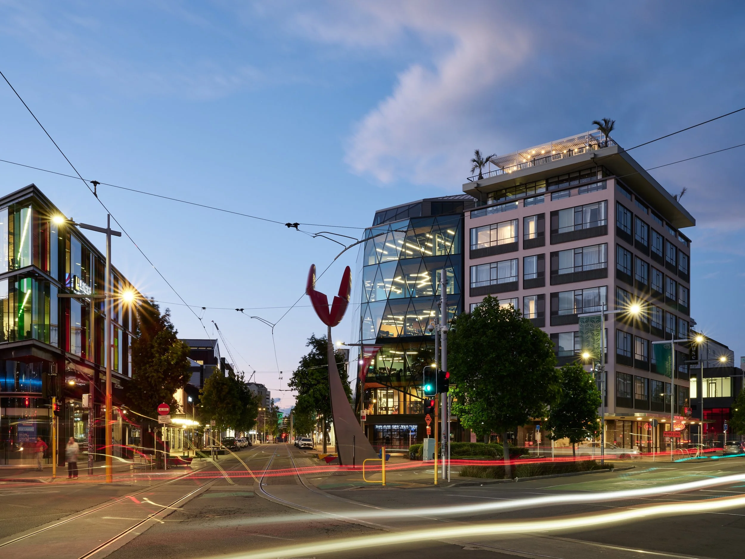 200 High Street Ōtautahi Christchurch – seven-level mixed-use building with folding glazed façade by AW Architects (2026)