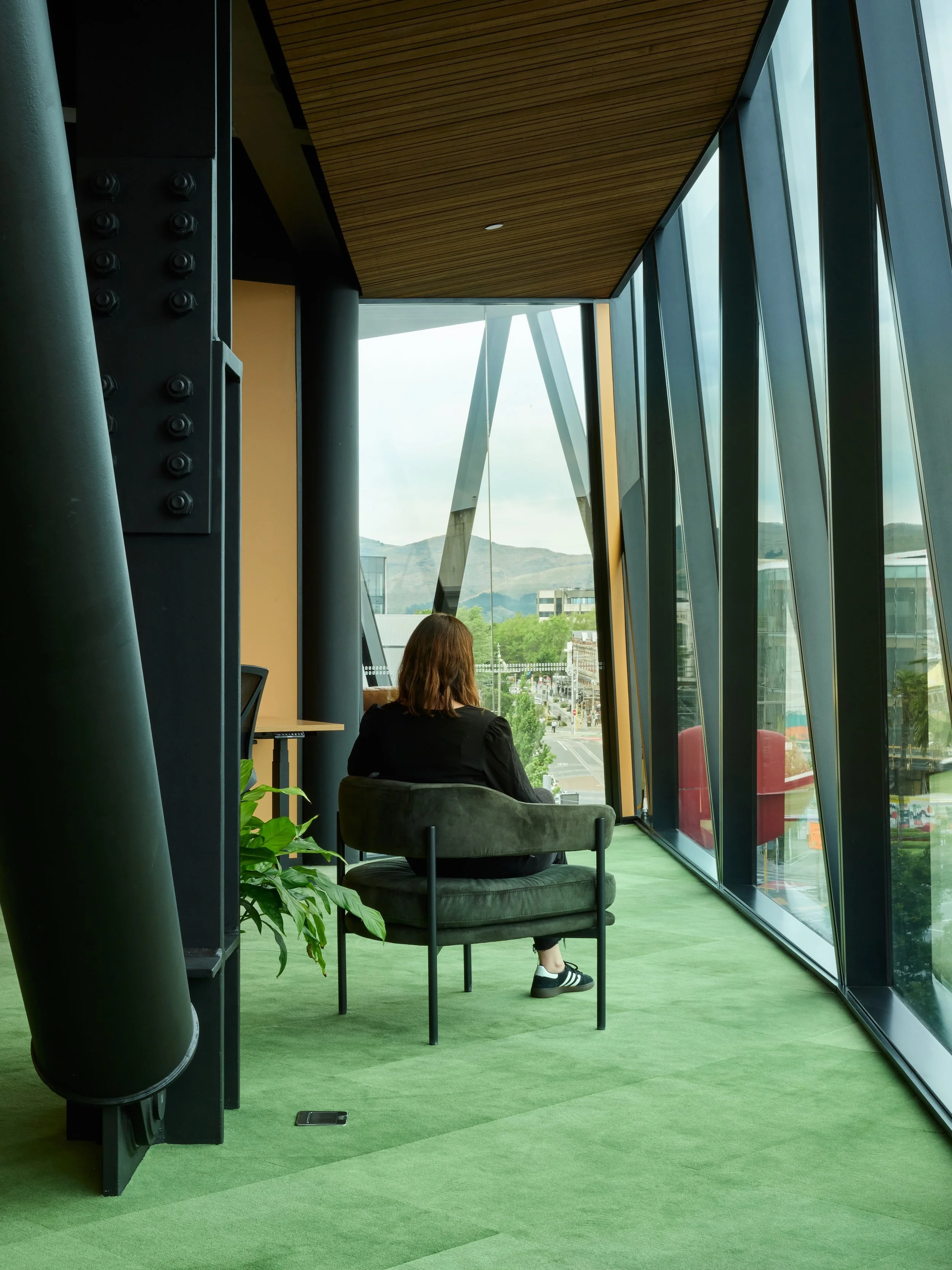 Commercial office fitout, 200 High Street Christchurch – five-level workplace with exposed ceilings and bold bathrooms by AW Architects (2026)