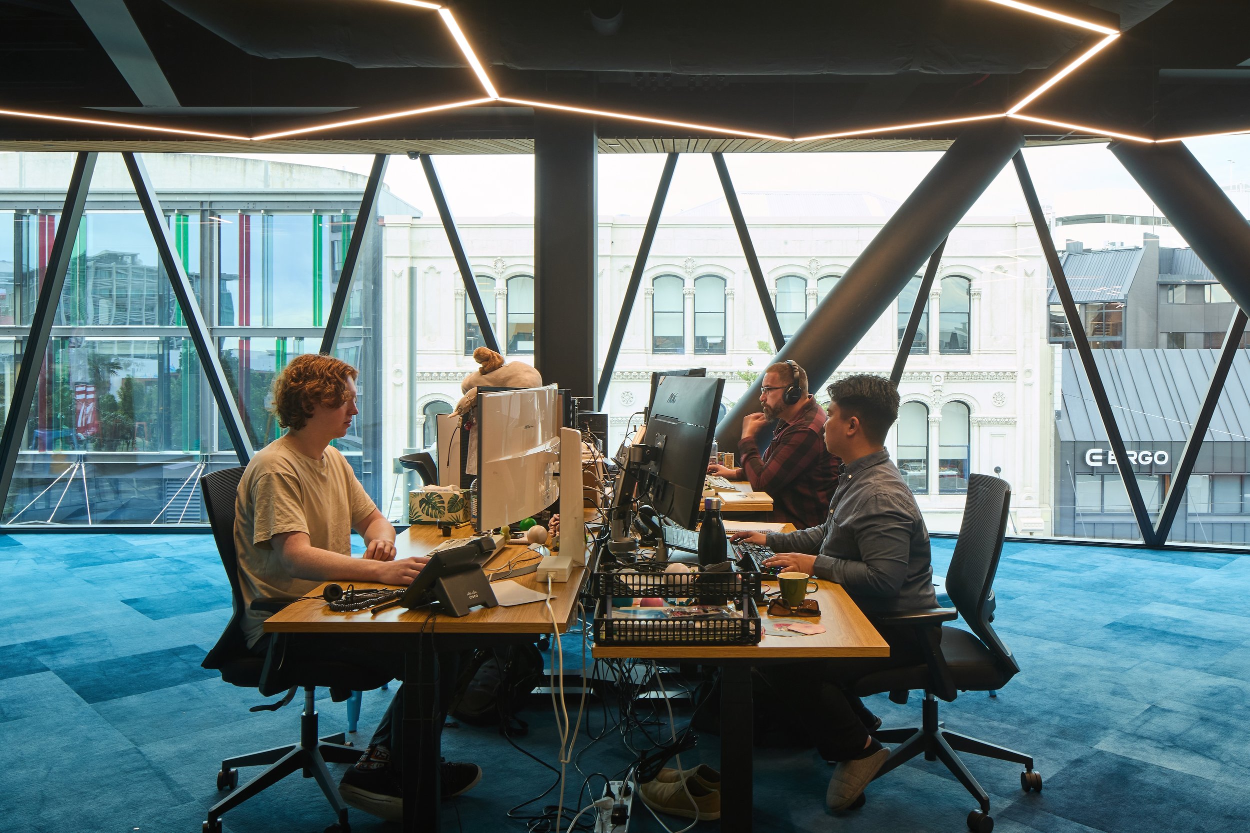 Commercial office fitout, 200 High Street Christchurch – five-level workplace with exposed ceilings and bold bathrooms by AW Architects (2026)