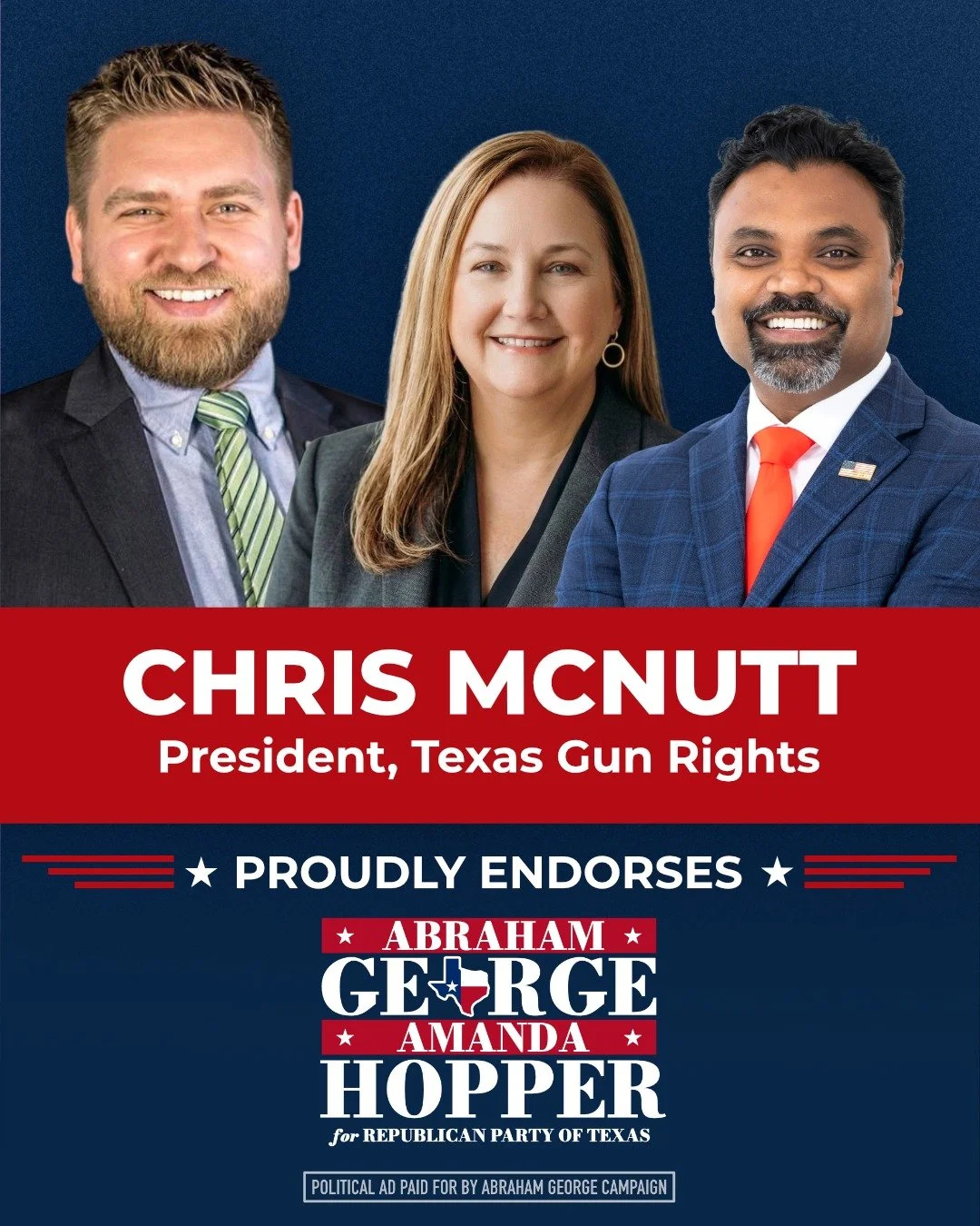 We're proud to have the support of Chris McNutt.

Chris has spent years in the trenches fighting to protect and restore our Second Amendment rights here in Texas. As President of Texas Gun Rights, he&rsquo;s helped mobilize thousands of grassroots Te