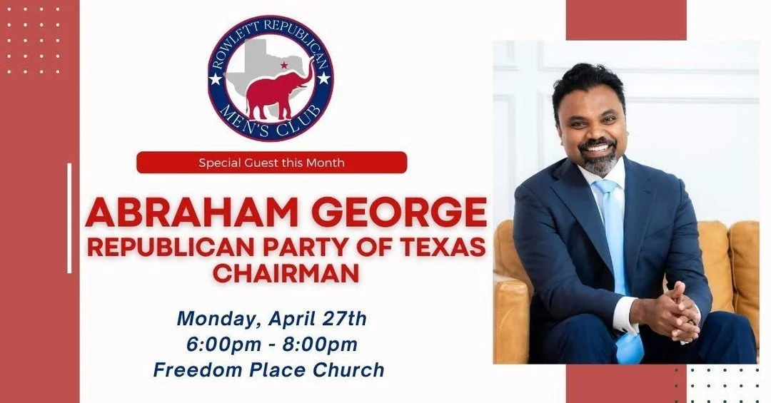 I&rsquo;ll be in Rowlett on April 27 with the Rowlett Republican Men&rsquo;s Club talking about the future of our party, the work happening across this state, and what&rsquo;s ahead at our State Convention.

We&rsquo;ve delivered big results, and now