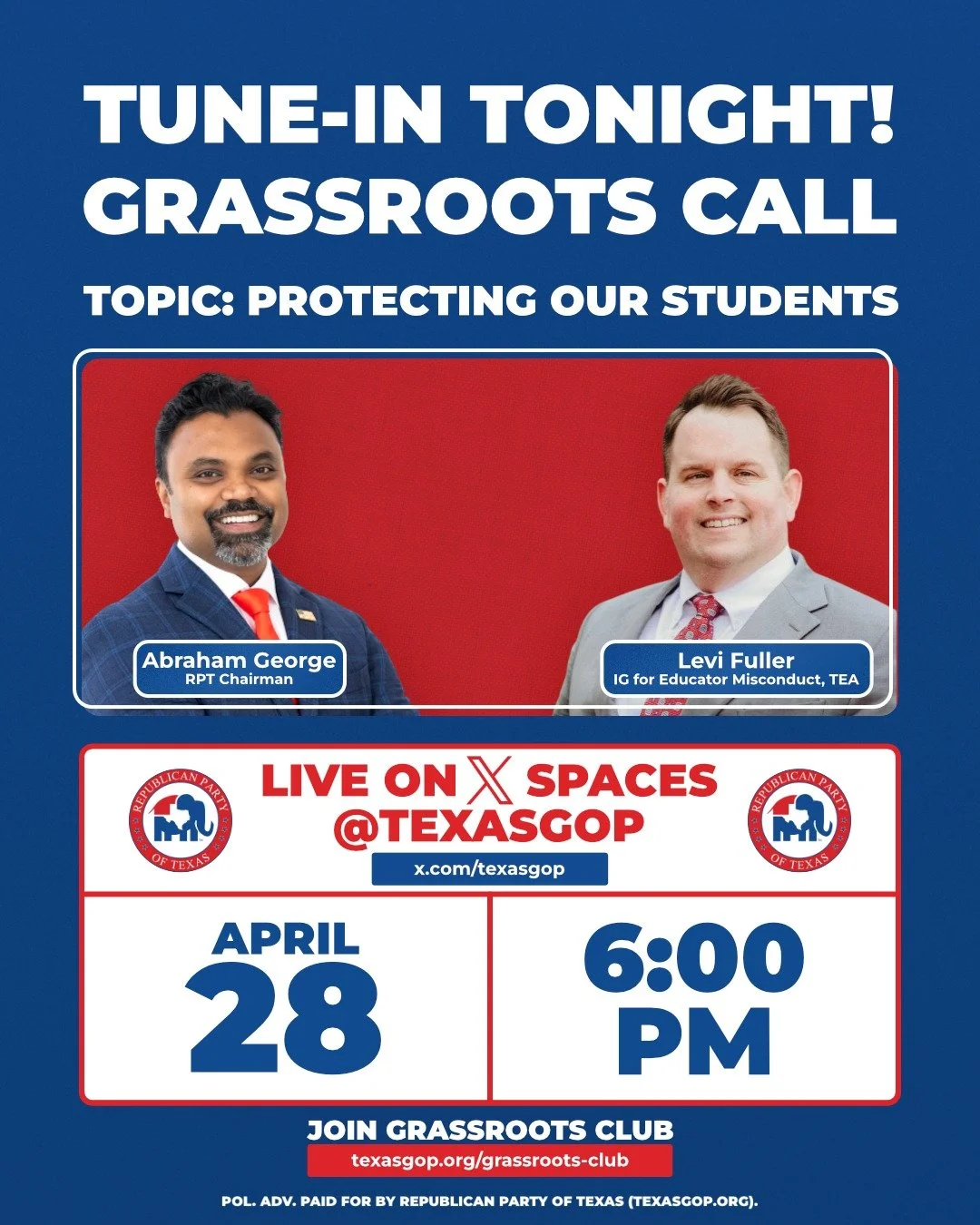 🚨 TONIGHT | 6 PM

We&rsquo;re talking about one of the most serious issues facing our schools - protecting children from abuse and misconduct.

Joining me is Levi Fuller, Inspector General for Educator Misconduct at the Texas Education Agency.

We&r