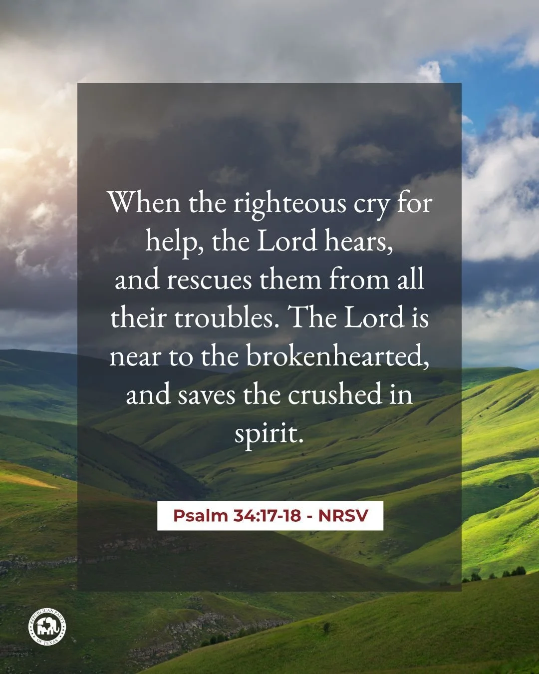"When the righteous cry for help, the Lord hears, and rescues them from all their troubles. The Lord is near to the brokenhearted, and saves the crushed in spirit." - Psalm 34:17-18 NRSV 

Happy Sunday!