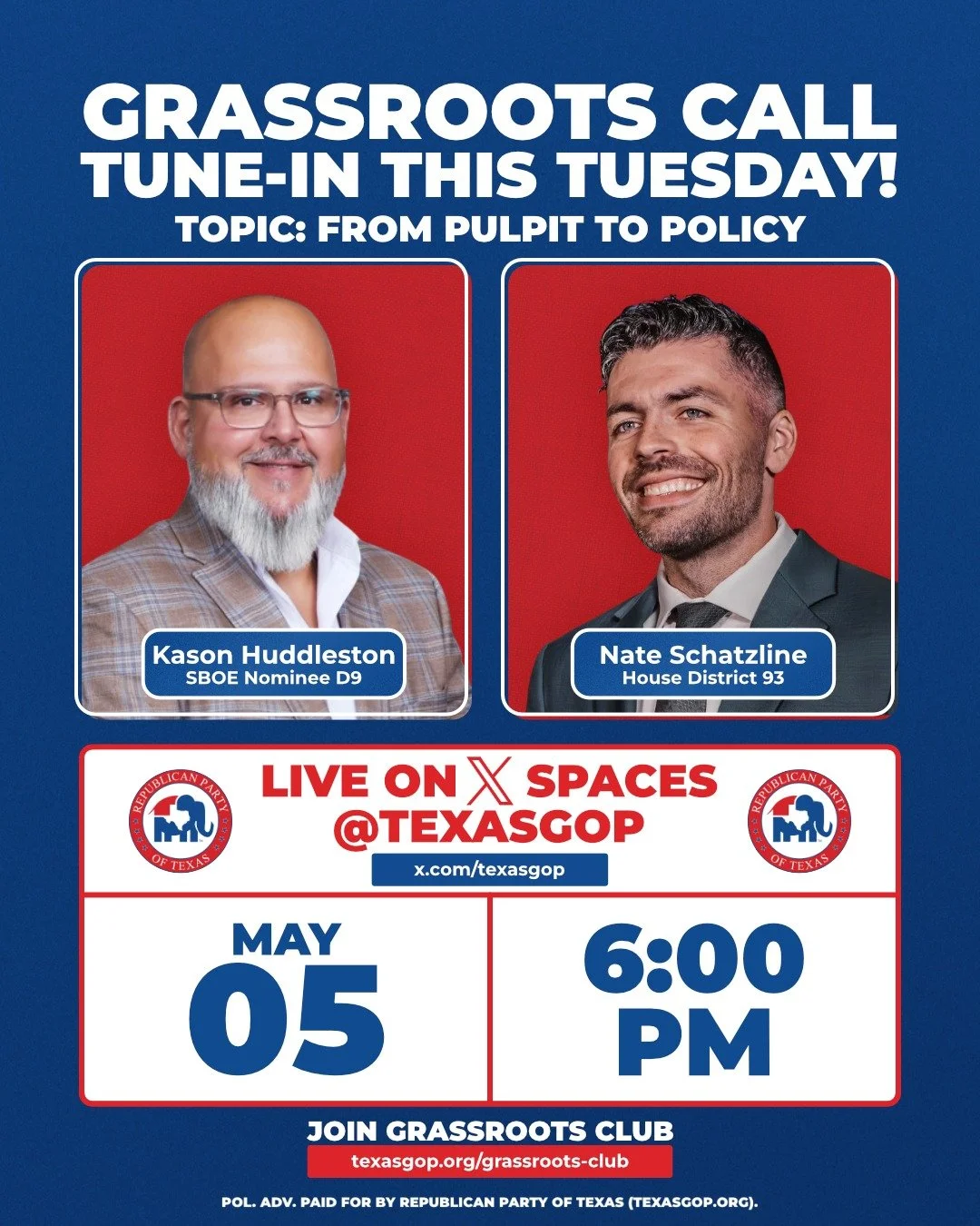 There&rsquo;s a growing push to keep faith &ldquo;private.&rdquo;

Out of schools.
Out of leadership.
Out of the public square.

But if faith shaped Texas&hellip;what happens when it&rsquo;s pushed out?

Tomorrow at 6 PM, join Nate Schatzline and Kas