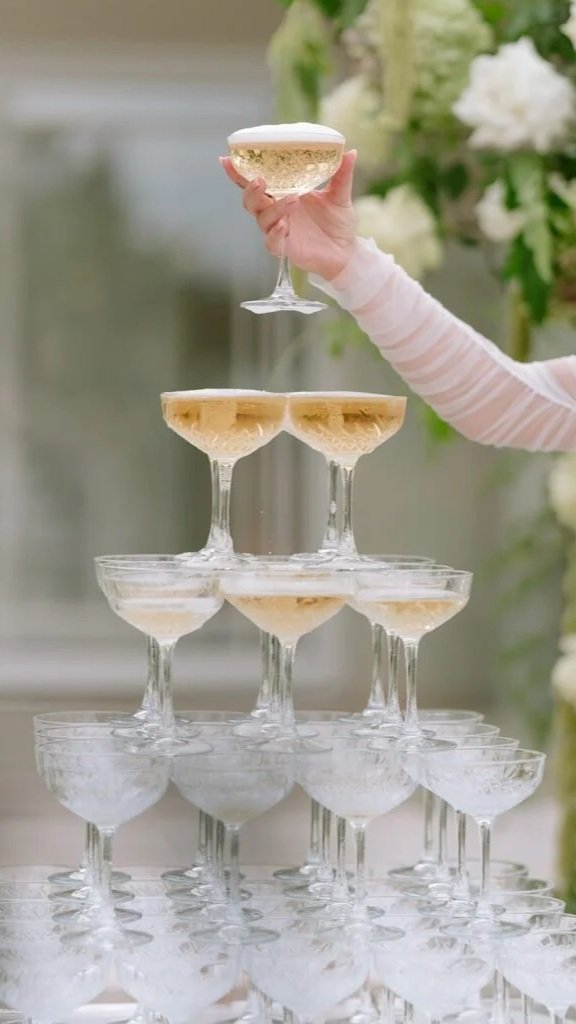 Champagne tower that never left you thirsty.