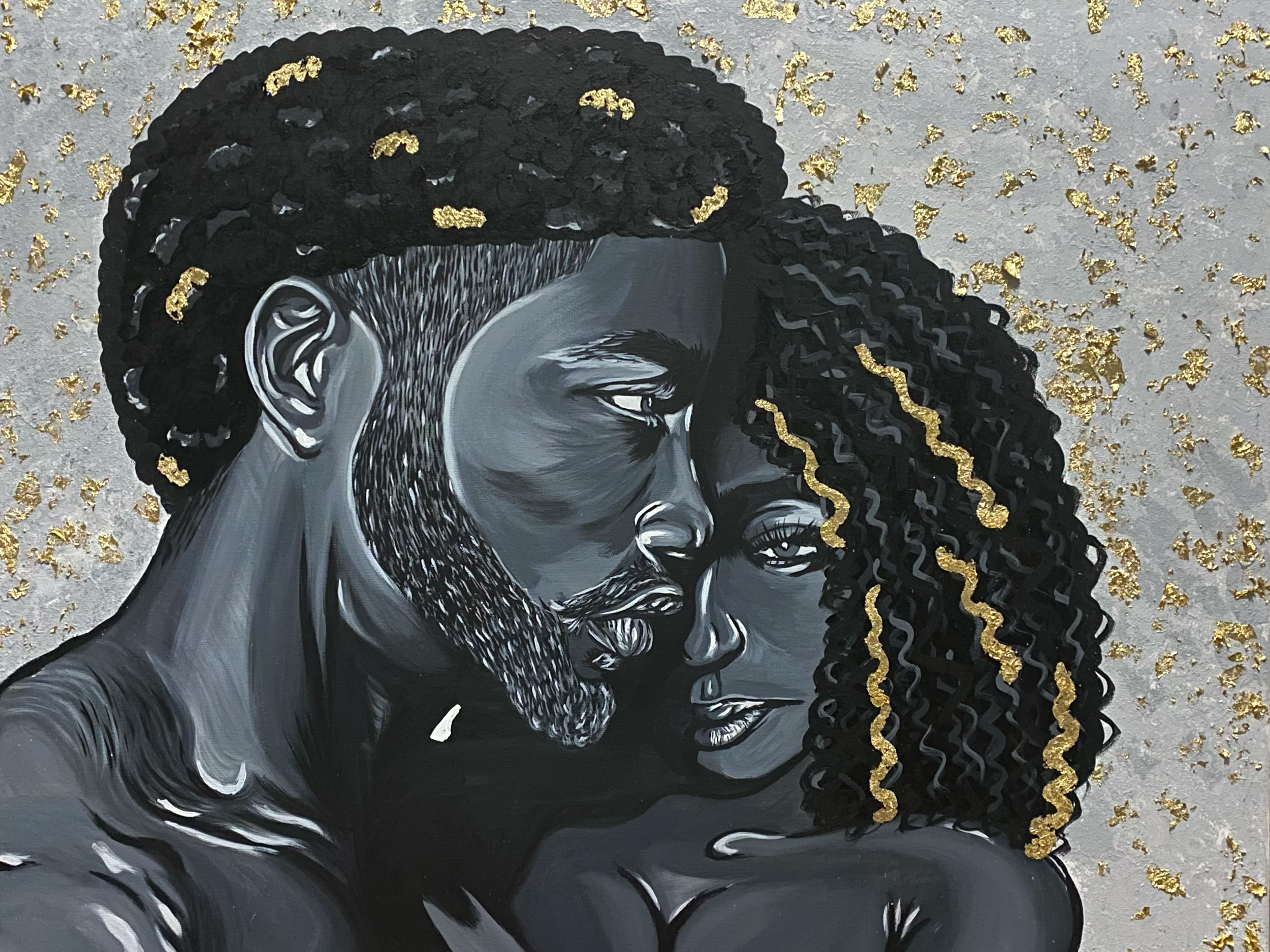 "Pure as Gold"
22"x28"
Acrylic Paint and Gold Flacks on Canvas