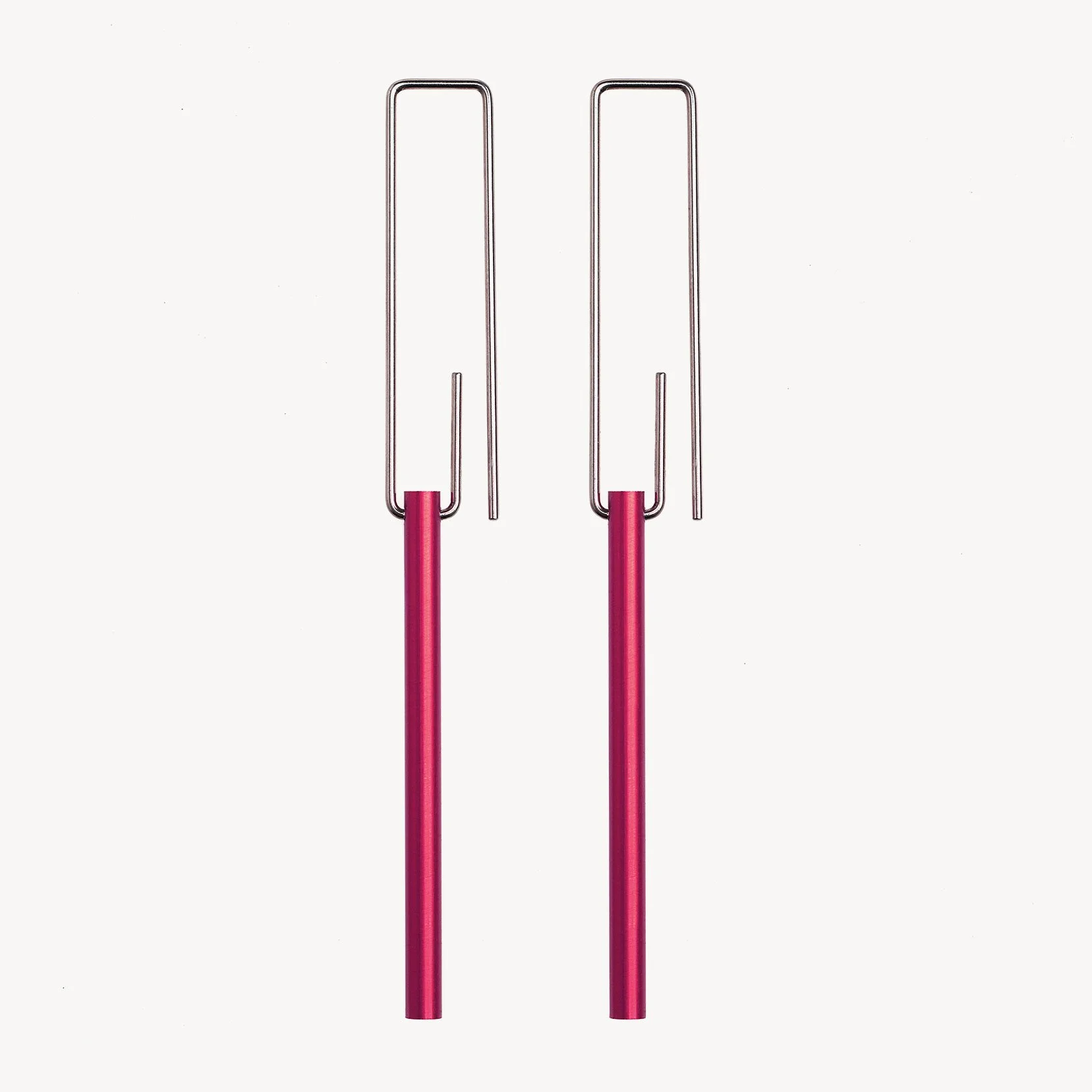Hidden Line Earrings - Short Crimson