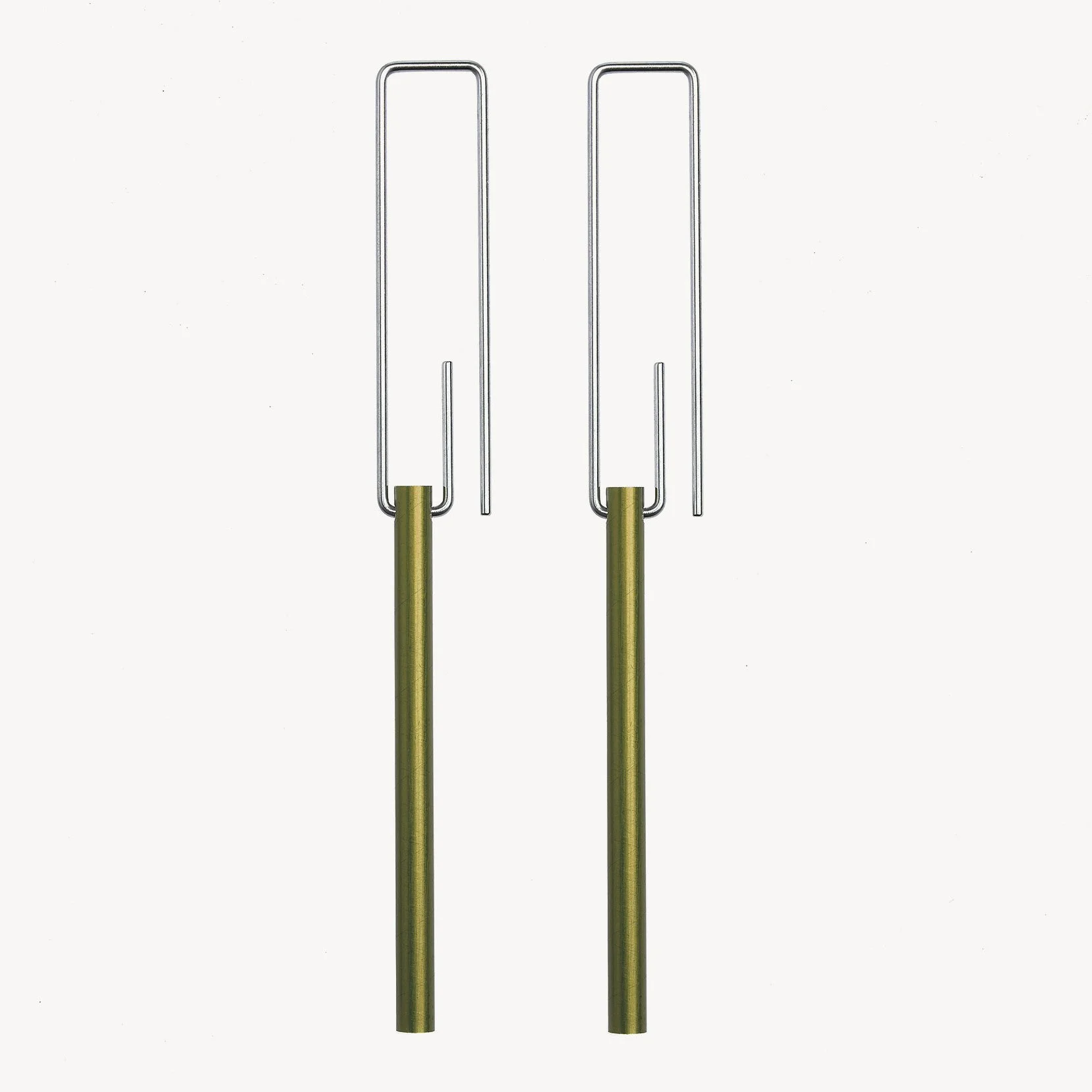 Hidden Line Earrings - Olive