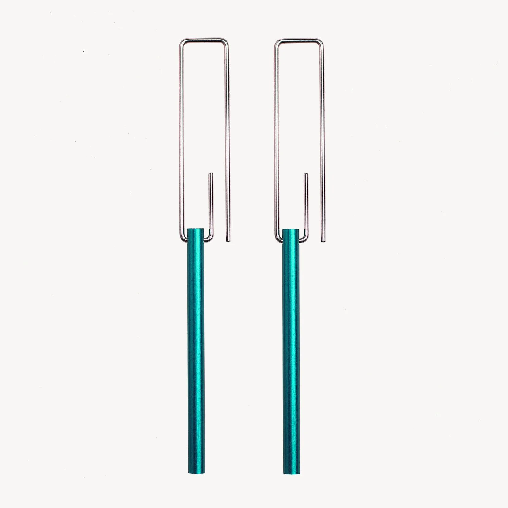 Hidden Line Earrings - Short Teal