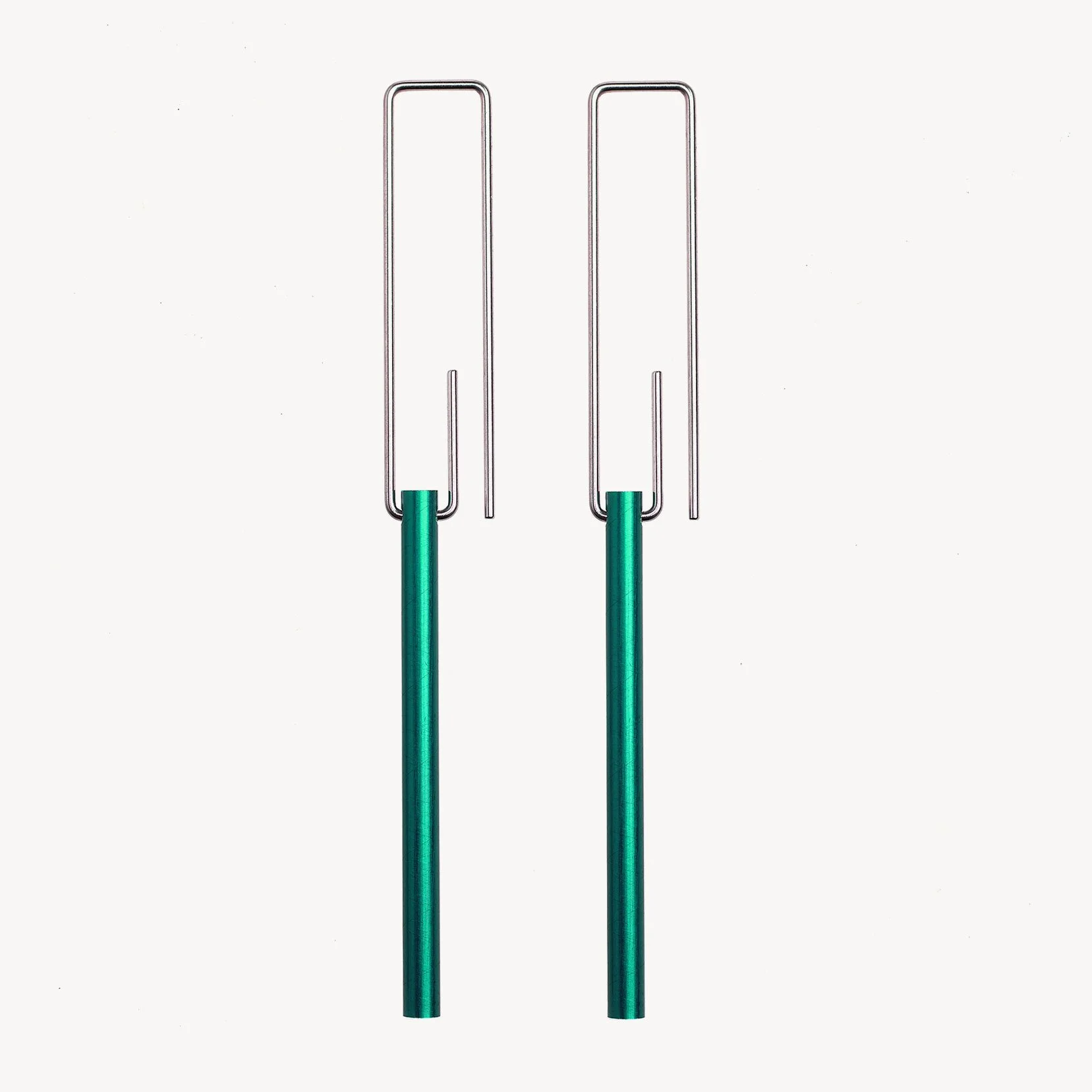 Hidden Line Earrings - Short Green