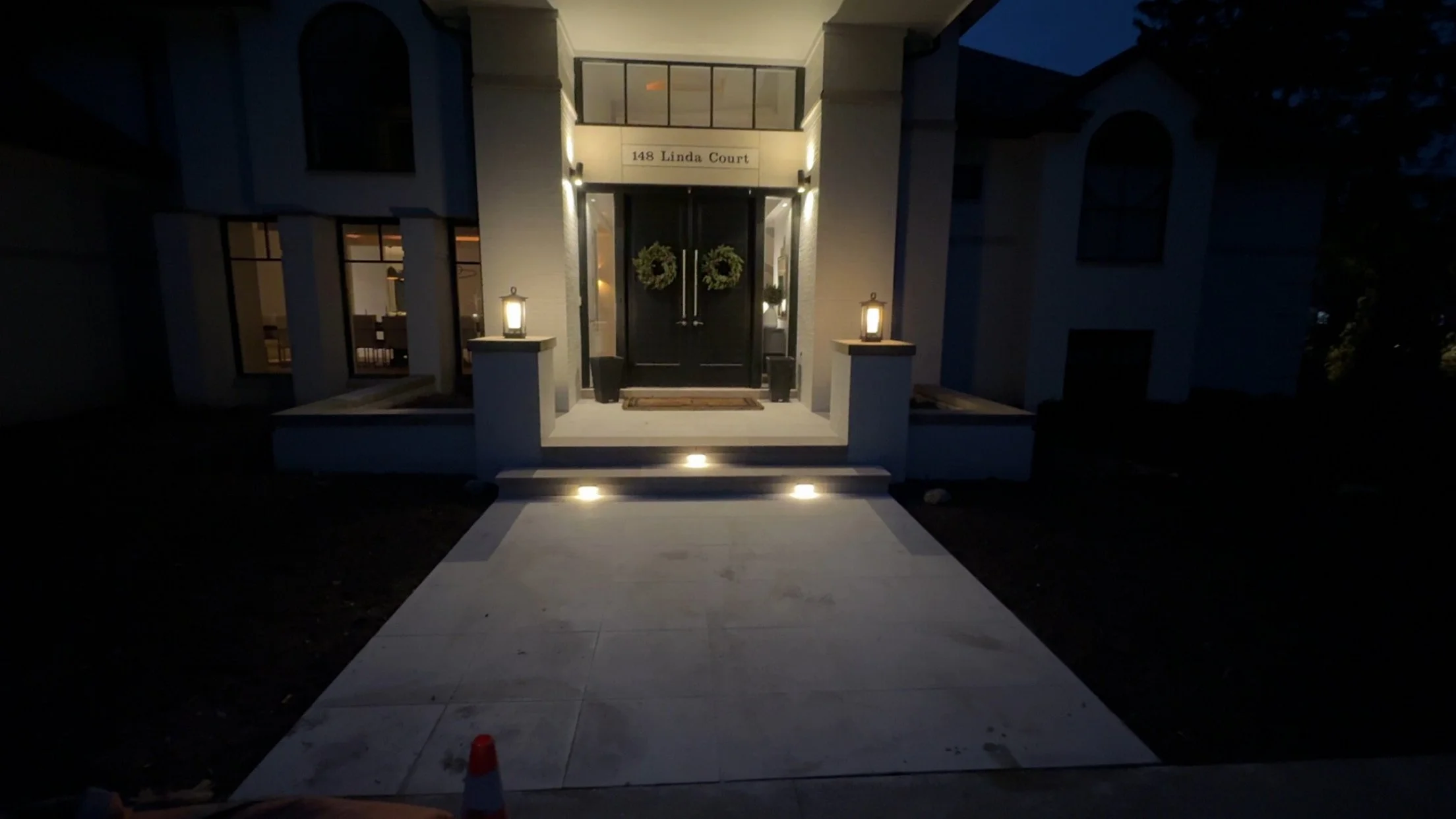 Lime stone treads with heat radiant under porcelain tile 